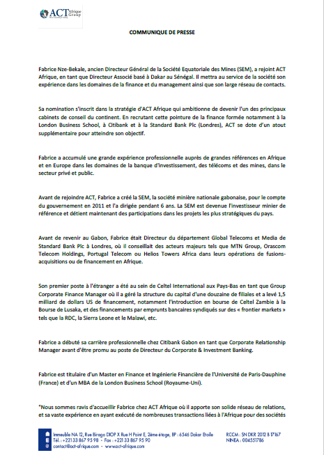 communiqué de presse